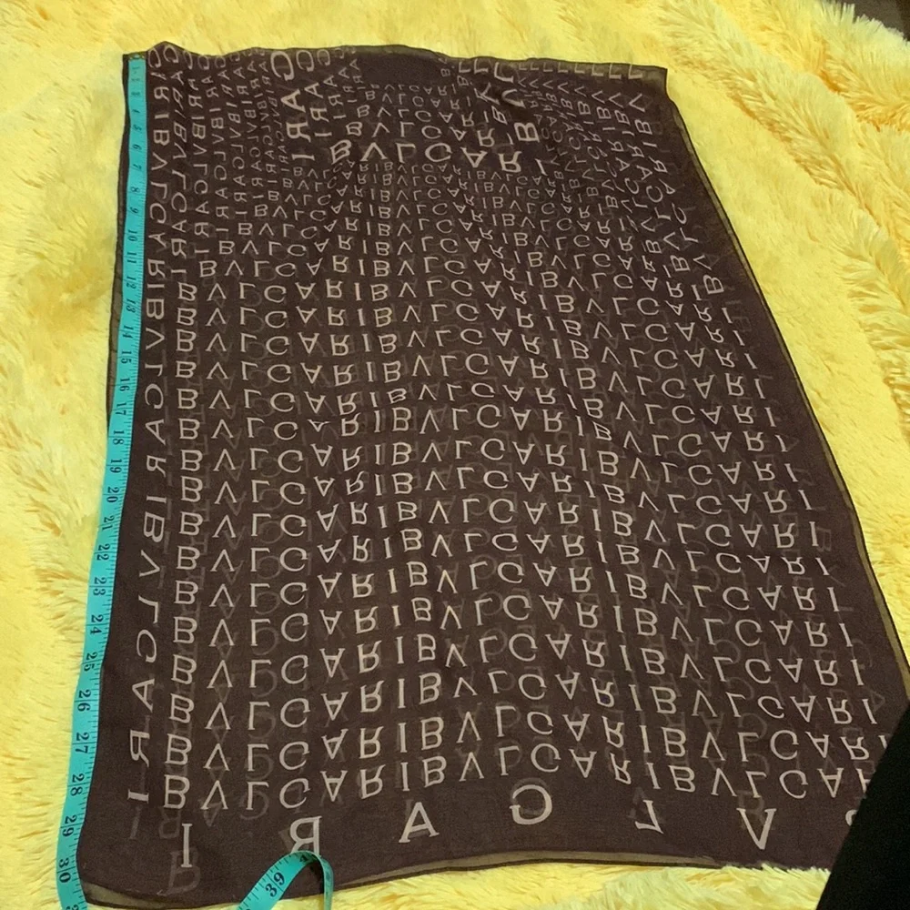 Bulgari Brown Logo Print Lightweight Scarf